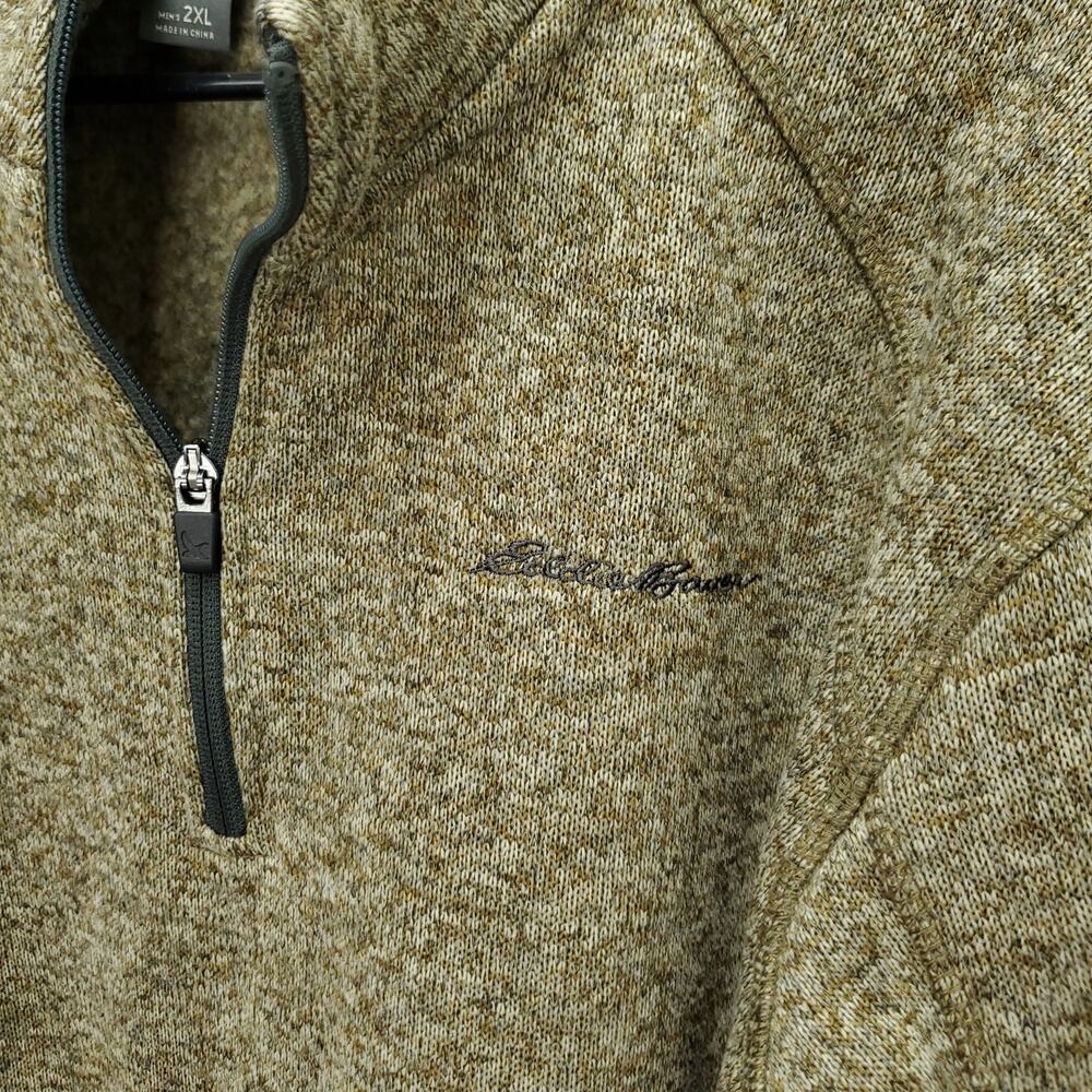 EDDIE BAUER Men's Olive Green Fleece Pullover 3/4 Zip Popover Jacket - Picture 2 of 10